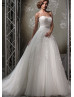 A-line Ivory Lace Tulle Sweetheart Neckline Sweep Train Wedding Dress